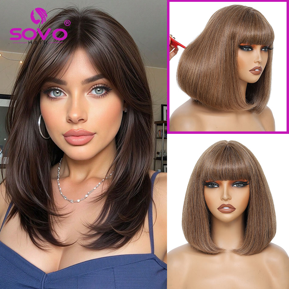 Kısa Bob Kahverengi Düz Gerçek - Hair Care Women incelemesi ve fiyatı